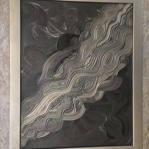 Original Acrylic Abstract Painting.  SILVER LINING. 11x14". Silver Frame. NWT